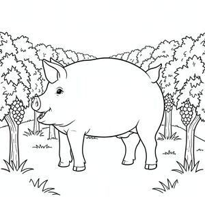 solo, chủ đề đơn, một đầu, hai mắt, hai tai, bốn chân, một đuôi, tỷ lệ tự nhiên, quy mô thích hợp trong môi trường, đúng về mặt giải phẫu, Con lợn, vườn nho, hàng, dây leo nho, ấm áp, buổi chiều, tán lá, đơn giản, sạch sẽ, lý lịch, phong cảnh, trang màu, nghệ thuật đường, nền trắng, solo, chủ đề đơn, chính xác về mặt giải phẫu, giải phẫu hoàn hảo