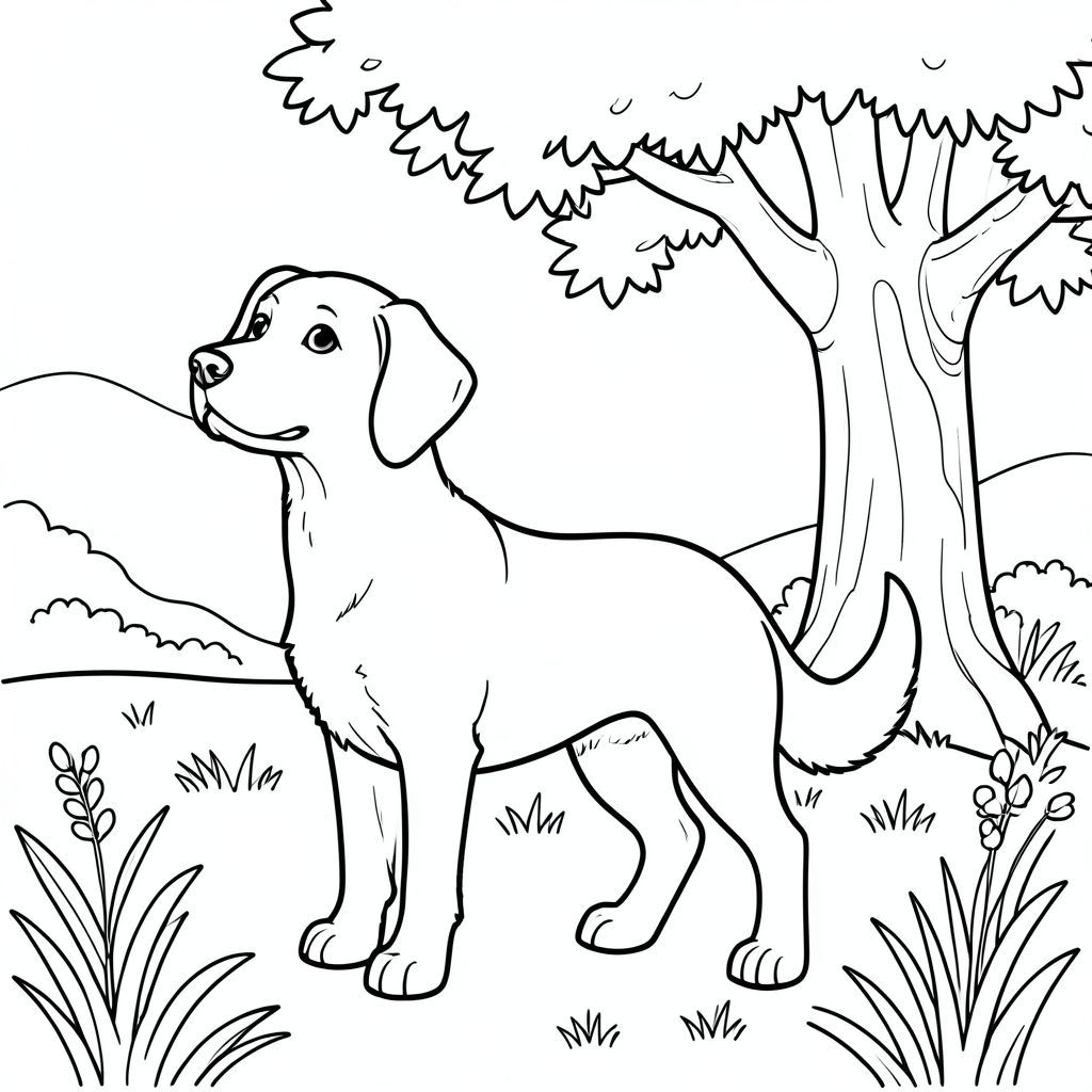 solo, chủ đề đơn, một đầu, hai mắt, hai tai, bốn chân, một đuôi, tỷ lệ tự nhiên, quy mô thích hợp trong môi trường, đúng giải phẫu,, đồng cỏ, cây sồi, bóng râm, ánh sáng mặt trời, nền đơn giản, dọn dẹp, tinh khiết, sách truyện, bản vẽ, đơn giản, trang màu, nghệ thuật đường, nền trắng, solo, chủ đề đơn, đúng giải phẫu, giải phẫu hoàn hảo