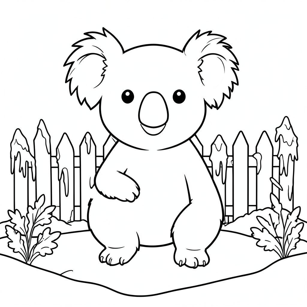 solo, chủ đề đơn, một đầu, hai mắt, hai tai, bốn chân, một đuôi, tỷ lệ tự nhiên, quy mô thích hợp trong môi trường, đúng giải phẫu, Koala, Sương giá, mùa đông, vườn, hàng rào, băng, tuyết, trắng, dọn dẹp, đơn giản, lý lịch, trang màu, nghệ thuật đường, nền trắng, solo, chủ đề đơn, đúng về giải phẫu, giải phẫu hoàn hảo