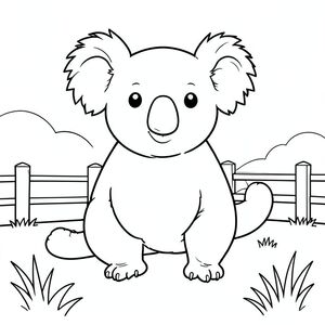 solo, chủ đề đơn, một đầu, hai mắt, hai tai, bốn chân, một đuôi, tỷ lệ tự nhiên, quy mô thích hợp trong môi trường, đúng giải phẫu, Koala, cỏ, không gian mở, hàng rào đơn giản, môi trường sạch sẽ, nền nhỏ, đơn giản, thuần khiết, sách truyện, tinh khiết, trang màu, nghệ thuật đường, nền trắng, solo, chủ đề đơn, đúng về mặt giải phẫu, giải phẫu hoàn hảo