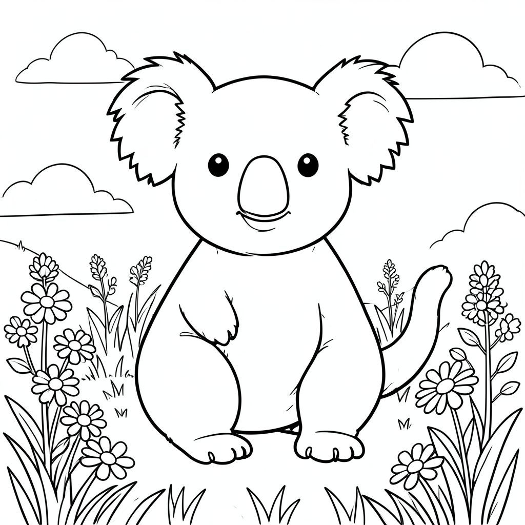 solo, chủ đề đơn, một đầu, hai mắt, hai tai, bốn chân, một đuôi, tỷ lệ tự nhiên, quy mô thích hợp trong môi trường, đúng về mặt giải phẫu, Koala, Cánh đồng hoa cúc, bầu trời quang đãng, ấm áp, đơn giản, dọn dẹp, lý lịch, Hoa dại, cỏ, Ánh sáng mặt trời, yên bình, trang màu, nghệ thuật đường, nền trắng, solo, chủ đề đơn, đúng giải phẫu, giải phẫu hoàn hảo