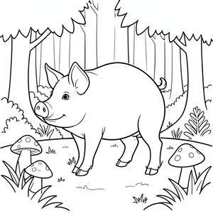 solo, chủ đề đơn, một đầu, hai mắt, hai tai, bốn chân, một đuôi, tỷ lệ tự nhiên, quy mô thích hợp trong môi trường, đúng giải phẫu, con lợn, rừng, dọn dẹp, nhỏ, cỏ, cóc, nhẫn, đơn giản, sạch sẽ, lý lịch, tán lá, trang màu, nghệ thuật đường, nền trắng, solo, chủ đề đơn, đúng về mặt giải phẫu, giải phẫu hoàn hảo