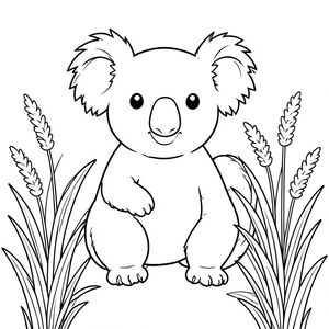 solo, chủ đề đơn, một đầu, hai mắt, hai tai, bốn chân, một đuôi, tỷ lệ tự nhiên, quy mô thích hợp trong môi trường, đúng về mặt giải phẫu, Koala, Cỏ cao, lắc lư, gió, mềm, đơn giản, sạch sẽ, vườn, trang cảnh, chống, cao, trang màu, nghệ thuật đường, nền trắng, solo, chủ đề đơn, đúng về mặt giải phẫu, giải phẫu hoàn hảo