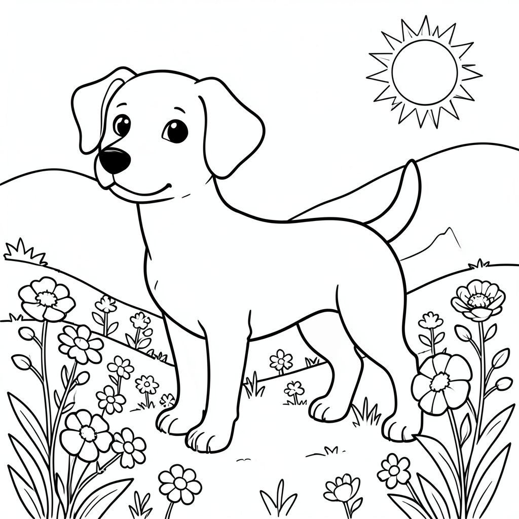 solo, chủ đề đơn, một đầu, hai mắt, hai tai, bốn chân, một đuôi, tỷ lệ tự nhiên, quy mô thích hợp trong môi trường, đúng giải phẫu, chó, Poppy, cánh đồng, hoa, sườn đồi, nhẹ nhàng, đơn giản, dọn dẹp, lý lịch, phong cảnh, mặt trời, trang màu, nghệ thuật đường, nền trắng, solo, chủ đề đơn, đúng về mặt giải phẫu, giải phẫu hoàn hảo