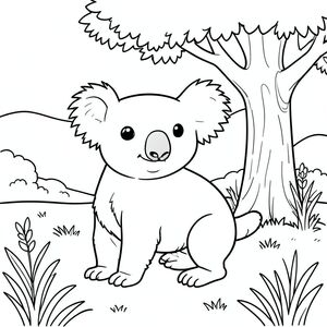 solo, chủ đề đơn, một đầu, hai mắt, hai tai, bốn chân, một đuôi, tỷ lệ tự nhiên, quy mô thích hợp trong môi trường, đúng giải phẫu, Koala, đồng cỏ, cây sồi, bóng râm, ánh sáng mặt trời, nền đơn giản, dọn dẹp, sách truyện, tinh khiết, đơn giản, lý lịch, trang màu, nghệ thuật đường, nền trắng, solo, chủ đề đơn, đúng giải phẫu, giải phẫu hoàn hảo