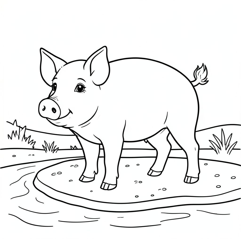 solo, chủ đề đơn, một đầu, hai mắt, hai tai, bốn chân, một đuôi, tỷ lệ tự nhiên, quy mô thích hợp trong môi trường, đúng giải phẫu, Con lợn, Nước, bờ cát, đầu vào nhỏ, nền đơn giản, dọn dẹp, thuần khiết, sách truyện, đơn giản, sạch sẽ, trang màu, nghệ thuật đường, nền trắng, solo, chủ đề đơn, đúng về mặt giải phẫu, giải phẫu hoàn hảo