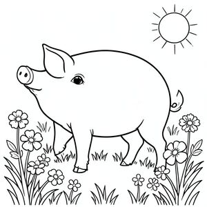 solo, chủ đề đơn, một đầu, hai mắt, hai tai, bốn chân, một đuôi, tỷ lệ tự nhiên, quy mô thích hợp trong môi trường, đúng giải phẫu, Con lợn, Cỏ ba lá, hoa, trắng, ánh nắng mặt trời, cánh đồng, cỏ, đơn giản, lý lịch, dọn dẹp, mộc bản, trang màu, nghệ thuật đường, nền trắng, solo, chủ đề đơn, đúng về mặt giải phẫu, giải phẫu hoàn hảo