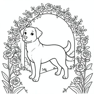 solo, chủ đề đơn, một đầu, hai mắt, hai tai, bốn chân, một đuôi, tỷ lệ tự nhiên, quy mô thích hợp trong môi trường, đúng giải phẫu,, đường vườn, quanh co, cổng vòm, hoa hồng, leo núi, nhỏ, đơn giản, dọn dẹp, lý lịch, thuần khiết, tô màu, nghệ thuật đường, nền trắng, solo, chủ đề đơn, đúng về mặt giải phẫu, giải phẫu hoàn hảo