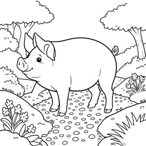 solo, chủ đề đơn, một đầu, hai mắt, hai tai, bốn chân, một đuôi, tỷ lệ tự nhiên, quy mô thích hợp trong môi trường, đúng giải phẫu, Con lợn, Con đường sỏi, khu vườn yên bình, nền đơn giản, môi trường sạch sẽ, vườn Nhật Bản, nhỏ, độc thân, sách truyện, thuần khiết, trang màu, nghệ thuật đường, nền trắng, solo, chủ đề đơn, đúng giải phẫu, giải phẫu hoàn hảo