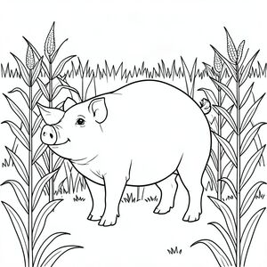 solo, chủ đề đơn, một đầu, hai mắt, hai tai, bốn chân, một đuôi, tỷ lệ tự nhiên, quy mô thích hợp trong môi trường, đúng giải phẫu, Con lợn, Cánh đồng ngô, thân cây, mùa hè, đơn giản, làm sạch, lý lịch, cánh đồng, cao, Ngang, Ánh sáng mặt trời, trang màu, nghệ thuật đường, nền trắng, Solo, chủ đề đơn, đúng về mặt giải phẫu, giải phẫu hoàn hảo