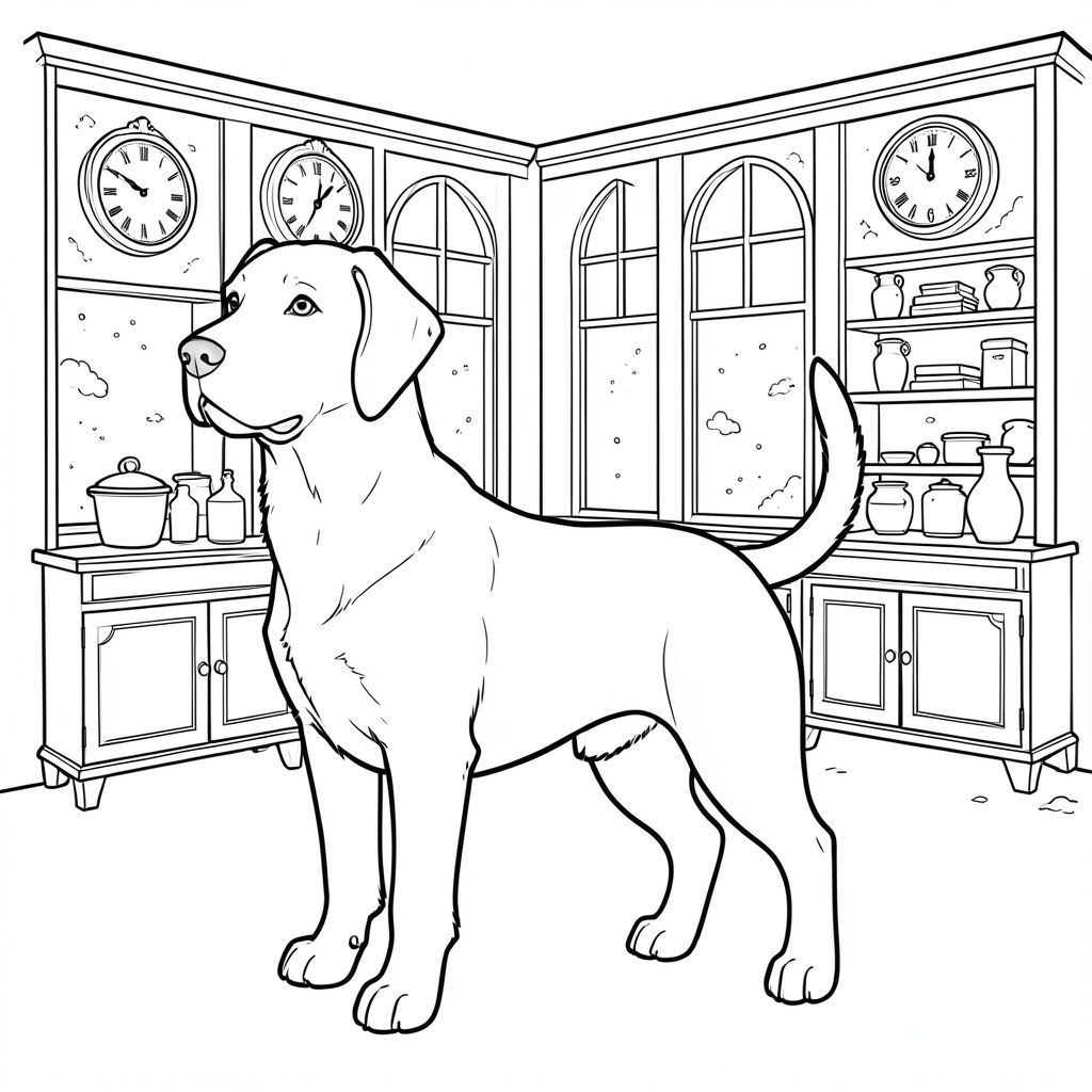 solo, chủ đề đơn, một đầu, hai mắt, hai tai, bốn chân, một đuôi, tỷ lệ tự nhiên, quy mô thích hợp trong môi trường, đúng giải phẫu,, Cửa hàng đồ cổ, Cửa sổ, đồng hồ, đồ nội thất, Kệ, bụi, đơn giản, dọn dẹp, lý lịch, đồ cũ, tô màu, nghệ thuật đường, nền trắng, solo, chủ đề đơn, đúng về mặt giải phẫu, giải phẫu hoàn hảo