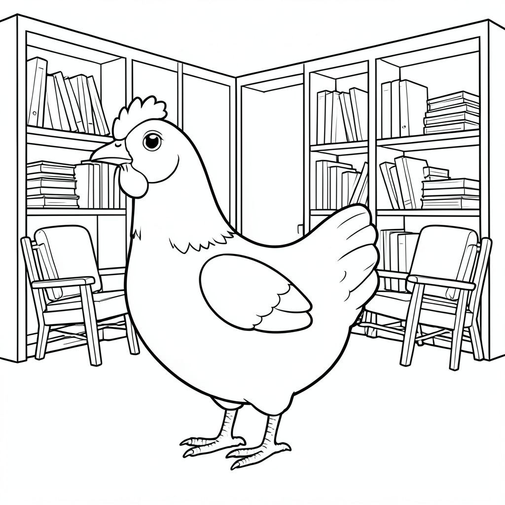 solo, một con chim, một đầu, hai mắt, một mỏ, hai cánh, hai chân, một đuôi, tỷ lệ tự nhiên, quy mô thích hợp trong môi trường, đúng giải phẫu, gà, giá sách, kệ, ngăn xếp, trà, ghế đọc, gỗ, nền đơn giản, dọn dẹp, nội địa, yên tĩnh, trang màu, nghệ thuật đường, nền trắng, solo, chủ đề đơn, đúng giải phẫu, giải phẫu hoàn hảo