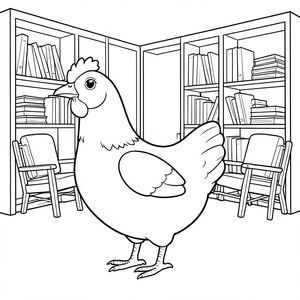 solo, một con chim, một đầu, hai mắt, một mỏ, hai cánh, hai chân, một đuôi, tỷ lệ tự nhiên, quy mô thích hợp trong môi trường, đúng giải phẫu, gà, giá sách, kệ, ngăn xếp, trà, ghế đọc, gỗ, nền đơn giản, dọn dẹp, nội địa, yên tĩnh, trang màu, nghệ thuật đường, nền trắng, solo, chủ đề đơn, đúng giải phẫu, giải phẫu hoàn hảo