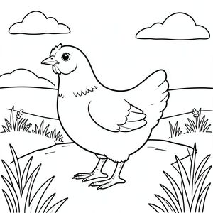 solo, một con chim, một đầu, hai mắt, một mỏ, hai cánh, hai chân, một đuôi, tỷ lệ tự nhiên, quy mô thích hợp trong môi trường, đúng giải phẫu, gà, lạch, đồng cỏ, cỏ, đồng cỏ, bằng phẳng, đơn giản, dọn dẹp, lý lịch, ánh sáng mặt trời, Bầu trời, trang tô màu, nghệ thuật đường, nền trắng, solo, chủ đề đơn, đúng về mặt giải phẫu, giải phẫu hoàn hảo