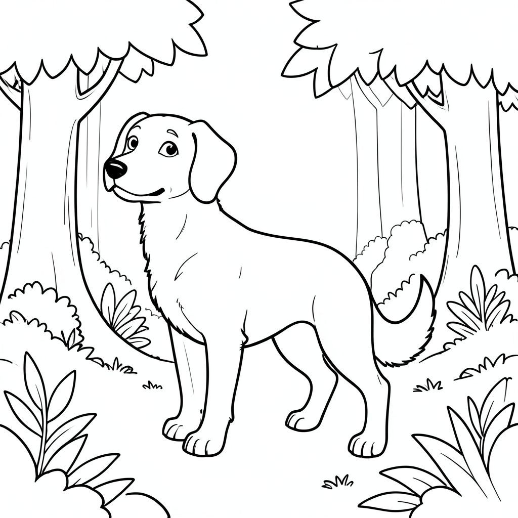 solo, chủ đề đơn, một đầu, hai mắt, hai tai, bốn chân, một đuôi, tỷ lệ tự nhiên, quy mô thích hợp trong môi trường, đúng giải phẫu, chó, rừng, dọn dẹp, cây, ánh sáng mặt trời, nắng, đơn giản, lý lịch, tán lá, mịn, lá, trang màu, nghệ thuật đường, nền trắng, solo, chủ đề đơn, đúng giải phẫu, giải phẫu hoàn hảo