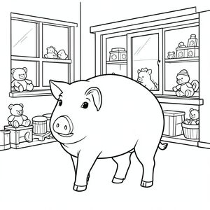 solo, chủ đề đơn, một đầu, hai mắt, hai tai, bốn chân, một đuôi, tỷ lệ tự nhiên, quy mô thích hợp trong môi trường, đúng về mặt giải phẫu, Con lợn, cửa sổ, Đồ chơi bằng gỗ, thú nhồi bông, đơn giản, dọn dẹp, lý lịch, cửa tiệm, mặt tiền cửa hàng, Bên ngoài, nắng, trang màu, nghệ thuật đường, nền trắng, solo, chủ đề đơn, chính xác về mặt giải phẫu, giải phẫu hoàn hảo