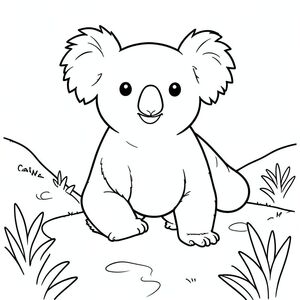 solo, chủ đề đơn, một đầu, hai mắt, hai tai, bốn chân, một đuôi, tỷ lệ tự nhiên, quy mô thích hợp trong môi trường, đúng giải phẫu, Koala, kênh, đường đi, đi bộ, đường mòn, yên tĩnh, thanh thản, điềm tĩnh, yên bình, nhỏ, đơn giản, trang màu, nghệ thuật đường, nền trắng, solo, chủ đề đơn, đúng giải phẫu, giải phẫu hoàn hảo