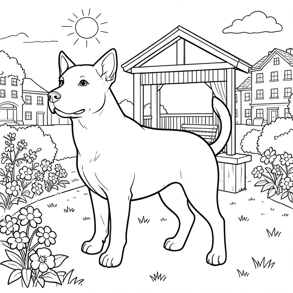 solo, chủ đề đơn, một đầu, hai mắt, hai tai, bốn chân, một đuôi, tỷ lệ tự nhiên, quy mô thích hợp trong môi trường, đúng giải phẫu,, ban nhạc, công viên, thị trấn, bồn hoa, cỏ, đơn giản, dọn dẹp, lý lịch, nắng, vườn, trang màu, nghệ thuật đường, nền trắng, solo, chủ đề đơn, đúng về mặt giải phẫu, giải phẫu hoàn hảo