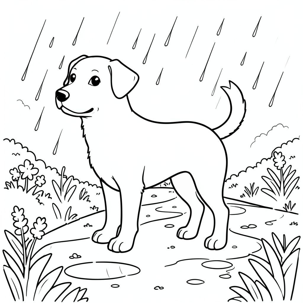 solo, chủ đề đơn, một đầu, hai mắt, hai tai, bốn chân, một đuôi, tỷ lệ tự nhiên, quy mô thích hợp trong môi trường, đúng giải phẫu,, Mưa, vũng nước, đường vườn, yên tĩnh, đơn giản, dọn dẹp, vẽ nguệch ngoạc, vẽ tay, nhỏ, lý lịch, tô màu, nghệ thuật đường, nền trắng, solo, chủ đề đơn, đúng về mặt giải phẫu, giải phẫu hoàn hảo