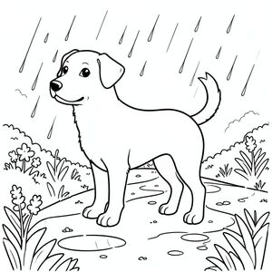 solo, chủ đề đơn, một đầu, hai mắt, hai tai, bốn chân, một đuôi, tỷ lệ tự nhiên, quy mô thích hợp trong môi trường, đúng giải phẫu,, Mưa, vũng nước, đường vườn, yên tĩnh, đơn giản, dọn dẹp, vẽ nguệch ngoạc, vẽ tay, nhỏ, lý lịch, tô màu, nghệ thuật đường, nền trắng, solo, chủ đề đơn, đúng về mặt giải phẫu, giải phẫu hoàn hảo