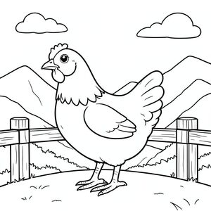 Độc lập, một con chim, một đầu, hai mắt, một mỏ, hai cánh, hai chân, một đuôi, tỷ lệ tự nhiên, quy mô thích hợp trong môi trường, đúng giải phẫu, gà, Chế độ xem núi, quan sát, Lan can gỗ, Bầu trời quang đãng, Ánh sáng mặt trời, nền đơn giản, dọn dẹp, phong cảnh, Toàn cảnh, góc rộng, trang tô màu, nghệ thuật đường, nền trắng, solo, chủ đề đơn, đúng giải phẫu, giải phẫu hoàn hảo