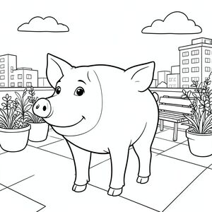 solo, chủ đề đơn, một đầu, hai mắt, hai tai, bốn chân, một đuôi, tỷ lệ tự nhiên, quy mô thích hợp trong môi trường, đúng giải phẫu, Con lợn, Sân thượng, sân thượng, thực vật, băng ghế, ánh sáng mặt trời, bầu trời quang đãng, đơn giản, sạch sẽ, Đô thị, lý lịch, trang màu, nghệ thuật đường, nền trắng, solo, chủ đề đơn, đúng giải phẫu, giải phẫu hoàn hảo