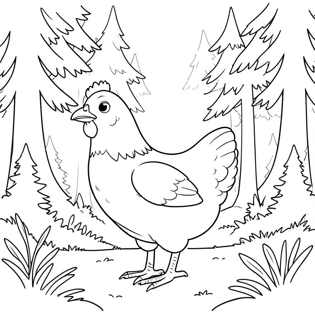 solo, một con chim, một đầu, hai mắt, một mỏ, hai cánh, hai chân, một đuôi, tỷ lệ tự nhiên, quy mô thích hợp trong môi trường, đúng giải phẫu, gà, sương mù, rừng thông, dày đặc, ánh sáng mặt trời, trong sáng, nhỏ, im lặng, rừng, cây cối, chi nhánh, trang màu, nghệ thuật đường, nền trắng, solo, chủ đề đơn, đúng về mặt giải phẫu, giải phẫu hoàn hảo