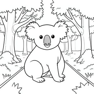 solo, chủ đề đơn, một đầu, hai mắt, hai tai, bốn chân, một đuôi, tỷ lệ tự nhiên, quy mô thích hợp trong môi trường, đúng giải phẫu, Koala, cây, đại lộ, con đường, công viên, lốm đốm, ánh sáng mặt trời, dọn dẹp, đơn giản, lý lịch, tuyến tính, trang màu, nghệ thuật đường, nền trắng, solo, chủ đề đơn, đúng về mặt giải phẫu, giải phẫu hoàn hảo