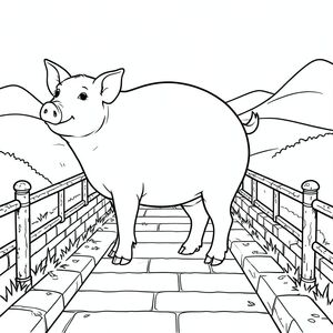 solo, chủ đề đơn, một đầu, hai mắt, hai tai, bốn chân, một đuôi, tỷ lệ tự nhiên, quy mô thích hợp trong môi trường, đúng giải phẫu, Con lợn, Con đường hẹp, kênh, gạch, bàn là, Lan can, Phong hóa, đơn giản, dọn dẹp, lý lịch, phong cảnh, trang màu, nghệ thuật đường, nền trắng, solo, chủ đề đơn, đúng giải phẫu, giải phẫu hoàn hảo