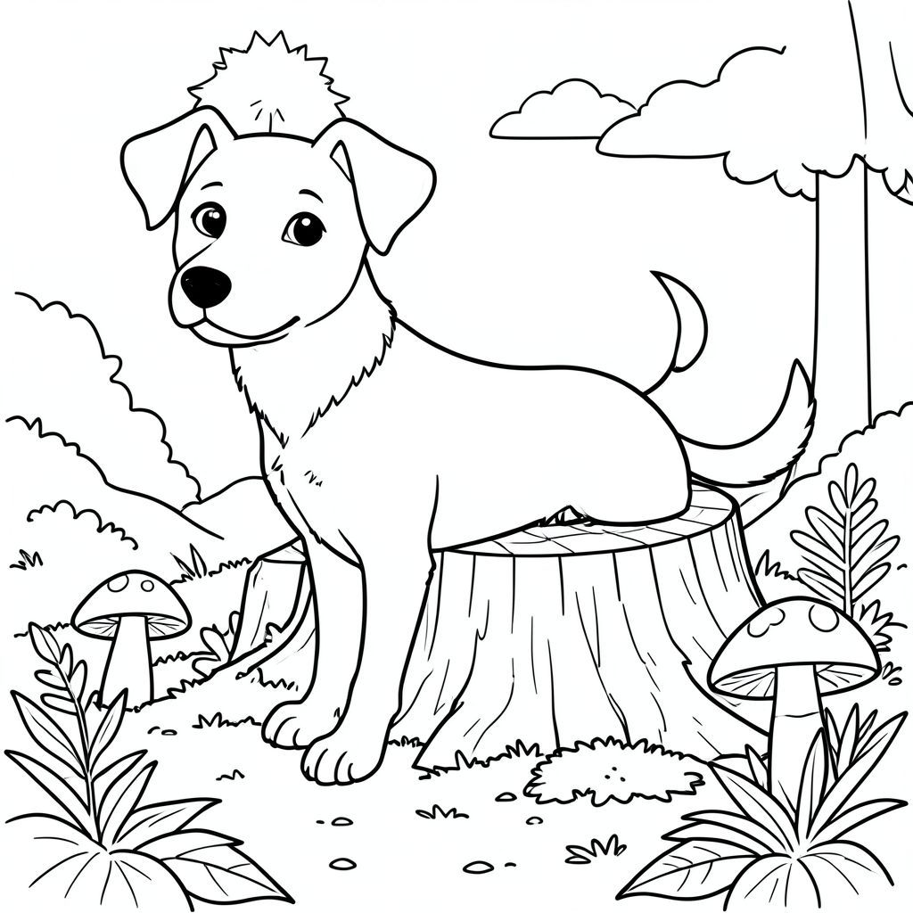 solo, chủ đề đơn, một đầu, hai mắt, hai tai, bốn chân, một đuôi, tỷ lệ tự nhiên, quy mô thích hợp trong môi trường, đúng giải phẫu,, Rừng cây, gốc cây rỗng, nấm, Ánh sáng mặt trời, bầu trời quang đãng, nền đơn giản, dọn dẹp, sàn rừng, lá, rêu, trang tô màu, nghệ thuật đường, nền trắng, solo, chủ đề đơn, đúng giải phẫu, giải phẫu hoàn hảo