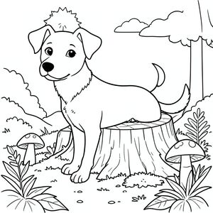 solo, chủ đề đơn, một đầu, hai mắt, hai tai, bốn chân, một đuôi, tỷ lệ tự nhiên, quy mô thích hợp trong môi trường, đúng giải phẫu,, Rừng cây, gốc cây rỗng, nấm, Ánh sáng mặt trời, bầu trời quang đãng, nền đơn giản, dọn dẹp, sàn rừng, lá, rêu, trang tô màu, nghệ thuật đường, nền trắng, solo, chủ đề đơn, đúng giải phẫu, giải phẫu hoàn hảo