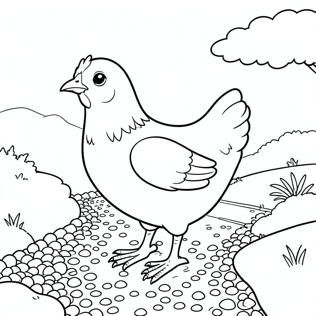 solo, một con chim, một đầu, hai mắt, một mỏ, hai cánh, hai chân, một đuôi, tỷ lệ tự nhiên, quy mô thích hợp trong môi trường, đúng về mặt giải phẫu, gà, Đường sỏi, con đường, nhỏ, yên bình, vườn Nhật Bản, đơn giản, sạch sẽ, môi trường, phong cảnh, đường thẳng, tô màu, nghệ thuật đường, nền trắng, solo, chủ đề đơn, đúng giải phẫu, giải phẫu hoàn hảo