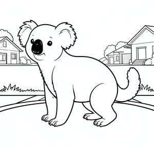 solo, chủ đề đơn, một đầu, hai mắt, hai tai, bốn chân, một đuôi, tỷ lệ tự nhiên, quy mô thích hợp trong môi trường, đúng giải phẫu, Koala, đường, ngoại ô, bên, đơn giản, sạch sẽ, lý lịch, cỏ, thẳng, vỉa hè, nhỏ, trang màu, nghệ thuật đường, nền trắng, solo, chủ đề đơn, đúng về mặt giải phẫu, giải phẫu hoàn hảo