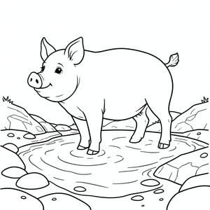 solo, chủ đề đơn, một đầu, hai mắt, hai tai, bốn chân, một đuôi, tỷ lệ tự nhiên, quy mô thích hợp trong môi trường, đúng giải phẫu, Con lợn, nước, bờ cát, cửa vào nhỏ, ánh sáng mặt trời, rõ ràng, nông, điềm tĩnh, sóng nhẹ nhàng, đá mịn, đá phong hóa, trang màu, nghệ thuật đường, nền trắng, solo, chủ đề đơn, đúng giải phẫu, giải phẫu hoàn hảo