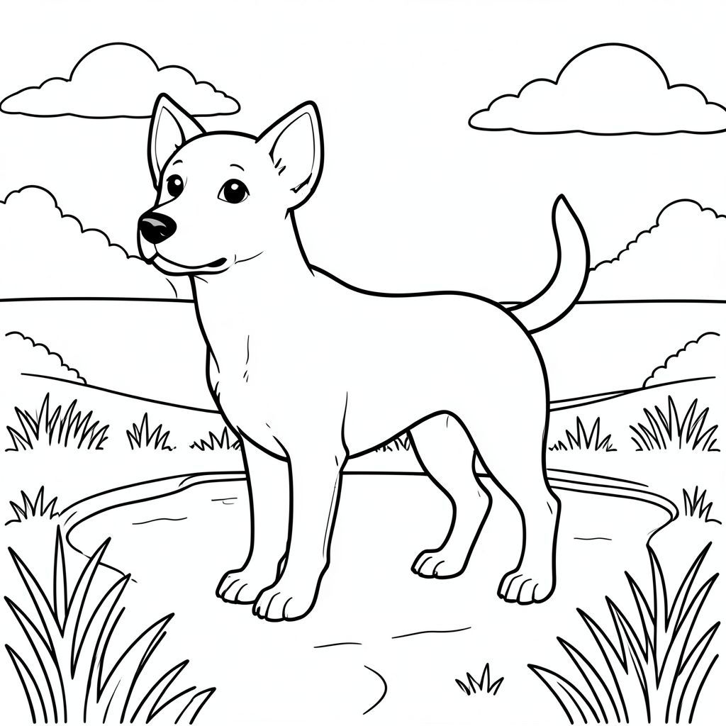 solo, chủ đề đơn, một đầu, hai mắt, hai tai, bốn chân, một đuôi, tỷ lệ tự nhiên, quy mô thích hợp trong môi trường, đúng giải phẫu,, lạch, đồng cỏ, đồng cỏ, bằng phẳng, đơn giản, dọn dẹp, lý lịch, ánh sáng mặt trời, bầu trời, trang màu, nghệ thuật đường, nền trắng, solo, chủ đề đơn, đúng về mặt giải phẫu, giải phẫu hoàn hảo