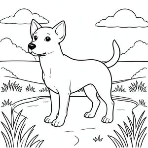 solo, chủ đề đơn, một đầu, hai mắt, hai tai, bốn chân, một đuôi, tỷ lệ tự nhiên, quy mô thích hợp trong môi trường, đúng giải phẫu,, lạch, đồng cỏ, đồng cỏ, bằng phẳng, đơn giản, dọn dẹp, lý lịch, ánh sáng mặt trời, bầu trời, trang màu, nghệ thuật đường, nền trắng, solo, chủ đề đơn, đúng về mặt giải phẫu, giải phẫu hoàn hảo