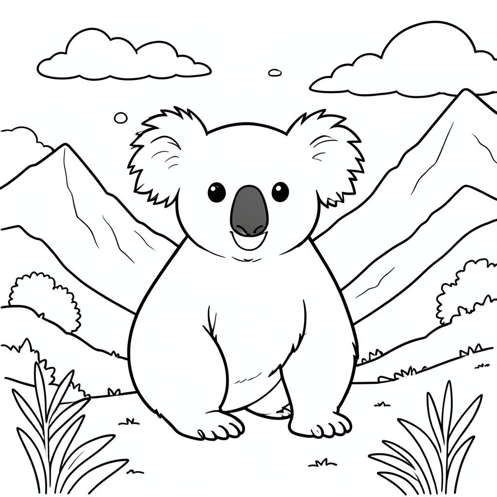 solo, chủ đề đơn, một đầu, hai mắt, hai tai, bốn chân, một đuôi, tỷ lệ tự nhiên, quy mô thích hợp trong môi trường, đúng về mặt giải phẫu, Koala, Heather, đồng hoang, núi, đỉnh sương mù, mây, ánh sáng mặt trời, góc thấp, đơn giản, yên tĩnh, phong cảnh, tô màu, nghệ thuật đường, nền trắng, solo, chủ đề đơn, đúng về mặt giải phẫu, giải phẫu hoàn hảo