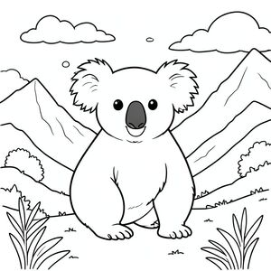 solo, chủ đề đơn, một đầu, hai mắt, hai tai, bốn chân, một đuôi, tỷ lệ tự nhiên, quy mô thích hợp trong môi trường, đúng về mặt giải phẫu, Koala, Heather, đồng hoang, núi, đỉnh sương mù, mây, ánh sáng mặt trời, góc thấp, đơn giản, yên tĩnh, phong cảnh, tô màu, nghệ thuật đường, nền trắng, solo, chủ đề đơn, đúng về mặt giải phẫu, giải phẫu hoàn hảo
