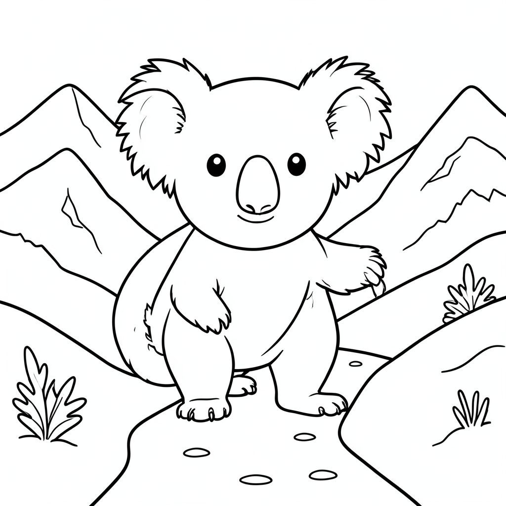 solo, chủ đề đơn, một đầu, hai mắt, hai tai, bốn chân, một đuôi, tỷ lệ tự nhiên, quy mô thích hợp trong môi trường, đúng giải phẫu, Koala, Tuyết, núi, vượt qua, đường mòn hẹp, tuyết, tuyết, đơn giản, dọn dẹp, lý lịch, phong cảnh, trang tô màu, nghệ thuật đường, nền trắng, solo, chủ đề đơn, đúng giải phẫu, giải phẫu hoàn hảo