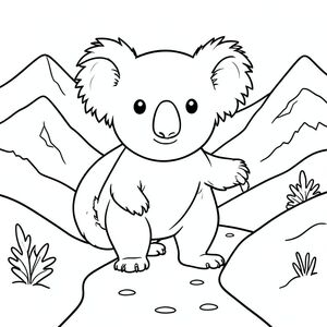solo, chủ đề đơn, một đầu, hai mắt, hai tai, bốn chân, một đuôi, tỷ lệ tự nhiên, quy mô thích hợp trong môi trường, đúng giải phẫu, Koala, Tuyết, núi, vượt qua, đường mòn hẹp, tuyết, tuyết, đơn giản, dọn dẹp, lý lịch, phong cảnh, trang tô màu, nghệ thuật đường, nền trắng, solo, chủ đề đơn, đúng giải phẫu, giải phẫu hoàn hảo