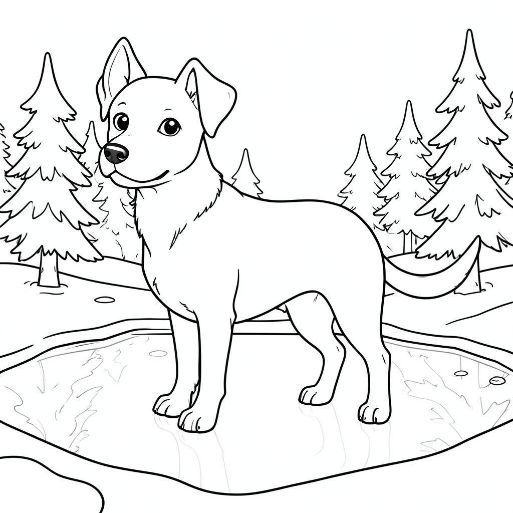 solo, chủ đề đơn, một đầu, hai mắt, hai tai, bốn chân, một đuôi, tỷ lệ tự nhiên, quy mô thích hợp trong môi trường, đúng giải phẫu, chó, Băng, ao, tuyết, thường xanh, mùa đông, lạnh, rõ ràng, phản chiếu, mịn, đóng băng, trang màu, nghệ thuật đường, nền trắng, solo, chủ đề đơn, đúng giải phẫu, giải phẫu hoàn hảo