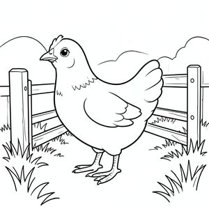 solo, một con chim, một đầu, hai mắt, một mỏ, hai cánh, hai chân, một đuôi, tỷ lệ tự nhiên, quy mô thích hợp trong môi trường, đúng giải phẫu, gà, Cổng gỗ, lối đi bộ đầy cỏ, nền đơn giản, Nông thôn, dọn dẹp, nhỏ, Quốc gia, đơn giản, lý lịch, không màu, trang tô màu, nghệ thuật đường, nền trắng, solo, chủ đề đơn, chính xác về mặt giải phẫu, giải phẫu hoàn hảo