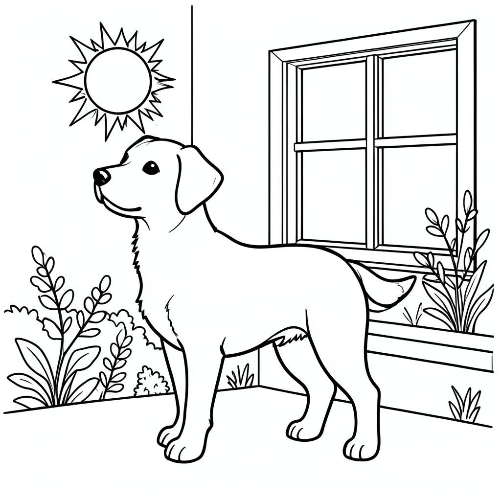 solo, chủ đề đơn, một đầu, hai mắt, hai tai, bốn chân, một đuôi, tỷ lệ tự nhiên, quy mô thích hợp trong môi trường, đúng giải phẫu,, mặt trời, cửa sổ, vịnh, thực vật, ngưỡng cửa, đơn giản, dọn dẹp, lý lịch, ngoài trời, bữa ăn sáng, trang màu, nghệ thuật đường, nền trắng, solo, chủ đề đơn, đúng về mặt giải phẫu, giải phẫu hoàn hảo