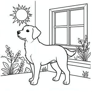 solo, chủ đề đơn, một đầu, hai mắt, hai tai, bốn chân, một đuôi, tỷ lệ tự nhiên, quy mô thích hợp trong môi trường, đúng giải phẫu,, mặt trời, cửa sổ, vịnh, thực vật, ngưỡng cửa, đơn giản, dọn dẹp, lý lịch, ngoài trời, bữa ăn sáng, trang màu, nghệ thuật đường, nền trắng, solo, chủ đề đơn, đúng về mặt giải phẫu, giải phẫu hoàn hảo