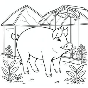 solo, chủ đề đơn, một đầu, hai mắt, hai tai, bốn chân, một đuôi, tỷ lệ tự nhiên, quy mô thích hợp trong môi trường, đúng giải phẫu, con lợn, nhà kính, cây con, phát triển đèn, nền đơn giản, sạch sẽ, thuần khiết, sách truyện, đơn giản, sạch sẽ, vườn, tô màu, nghệ thuật đường, nền trắng, solo, chủ đề đơn, chính xác về mặt giải phẫu, giải phẫu hoàn hảo