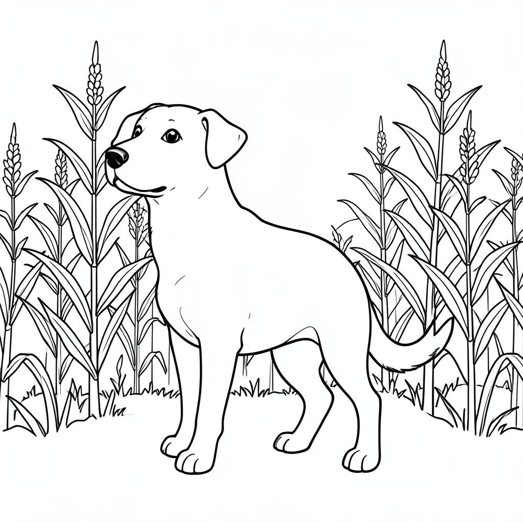 solo, chủ đề đơn, một đầu, hai mắt, hai tai, bốn chân, một đuôi, tỷ lệ tự nhiên, quy mô thích hợp trong môi trường, đúng giải phẫu,, cánh đồng ngô, thân cây cao, mùa hè, đơn giản, dọn dẹp, lý lịch, cánh đồng, phong cảnh, ánh sáng mặt trời, trong sáng, trang màu, nghệ thuật đường, nền trắng, solo, chủ đề đơn, đúng về mặt giải phẫu, giải phẫu hoàn hảo
