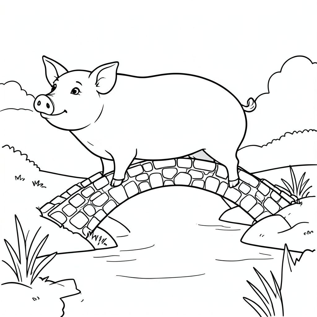 solo, chủ đề đơn, một đầu, hai mắt, hai tai, bốn chân, một đuôi, tỷ lệ tự nhiên, quy mô thích hợp trong môi trường, đúng giải phẫu, Con lợn, Suối, hẹp, cầu vòm, đá, nhỏ, đơn giản, sạch sẽ, lý lịch, phong cảnh, Nước, trang màu, nghệ thuật đường, nền trắng, Solo, chủ đề đơn, đúng về mặt giải phẫu, giải phẫu hoàn hảo