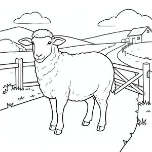 solo, chủ đề đơn, một đầu, hai mắt, hai tai, bốn chân, một đuôi, tỷ lệ tự nhiên, quy mô thích hợp trong môi trường, đúng giải phẫu, Cừu, Cổng trang trại, làn đường quanh co, đường nông thôn, nền đơn giản, dọn dẹp, tinh khiết, nhỏ, nông thôn, đơn giản, yên bình, tô màu, nghệ thuật đường, nền trắng, solo, chủ đề đơn, đúng về mặt giải phẫu, giải phẫu hoàn hảo