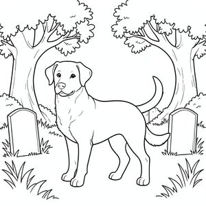 solo, chủ đề đơn, một đầu, hai mắt, hai tai, bốn chân, một đuôi, tỷ lệ tự nhiên, quy mô thích hợp trong môi trường, đúng giải phẫu,, Nghĩa trang, vườn, bia mộ, cây sồi, cỏ, tán lá, ánh sáng mặt trời, đơn giản, lý lịch, dọn dẹp, trang màu, nghệ thuật đường, nền trắng, solo, chủ đề đơn, đúng về mặt giải phẫu, giải phẫu hoàn hảo