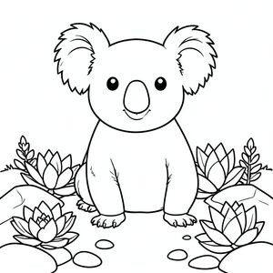 solo, chủ đề đơn, một đầu, hai mắt, hai tai, bốn chân, một đuôi, tỷ lệ tự nhiên, quy mô thích hợp trong môi trường, đúng giải phẫu, Koala, Vườn đá, xương rồng, đá mịn, nền đơn giản, môi trường sạch sẽ, nhỏ, sách truyện, tinh khiết, trang màu, nghệ thuật đường, nền trắng, solo, chủ đề đơn, đúng giải phẫu, giải phẫu hoàn hảo